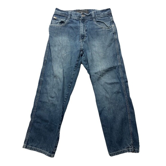 Southpole Jeans Vtg Mens Size 34x30 Faded Dark Wash Y2K Straight Leg Baggy - Picture 2 of 6